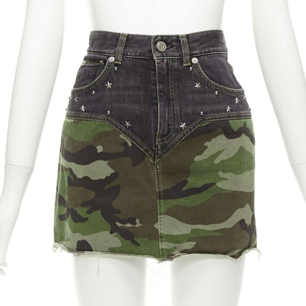 Saint Laurent 2015 Camo Denim Mini Skirt